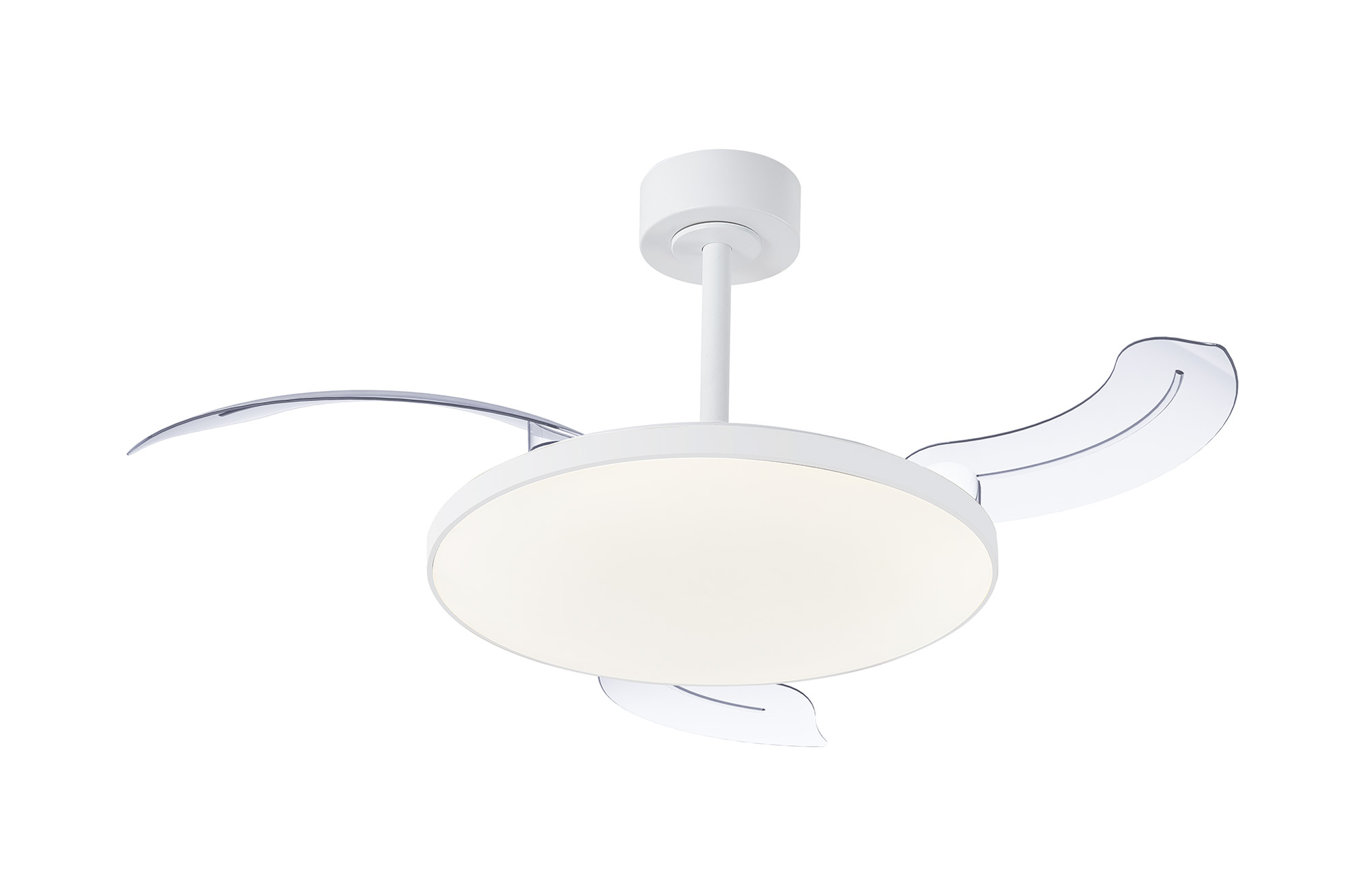 M9008  Slim Fan Mini 40cm 45W LED Dimmable Ceiling Light With Built-In 25W DC Fan, 2700-5000K Remote Control, 3150lm, White